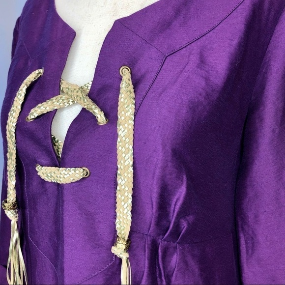 Diane von Furstenberg Honey Pie purple linen blend tunic dress pockets size 0 - Picture 2 of 10